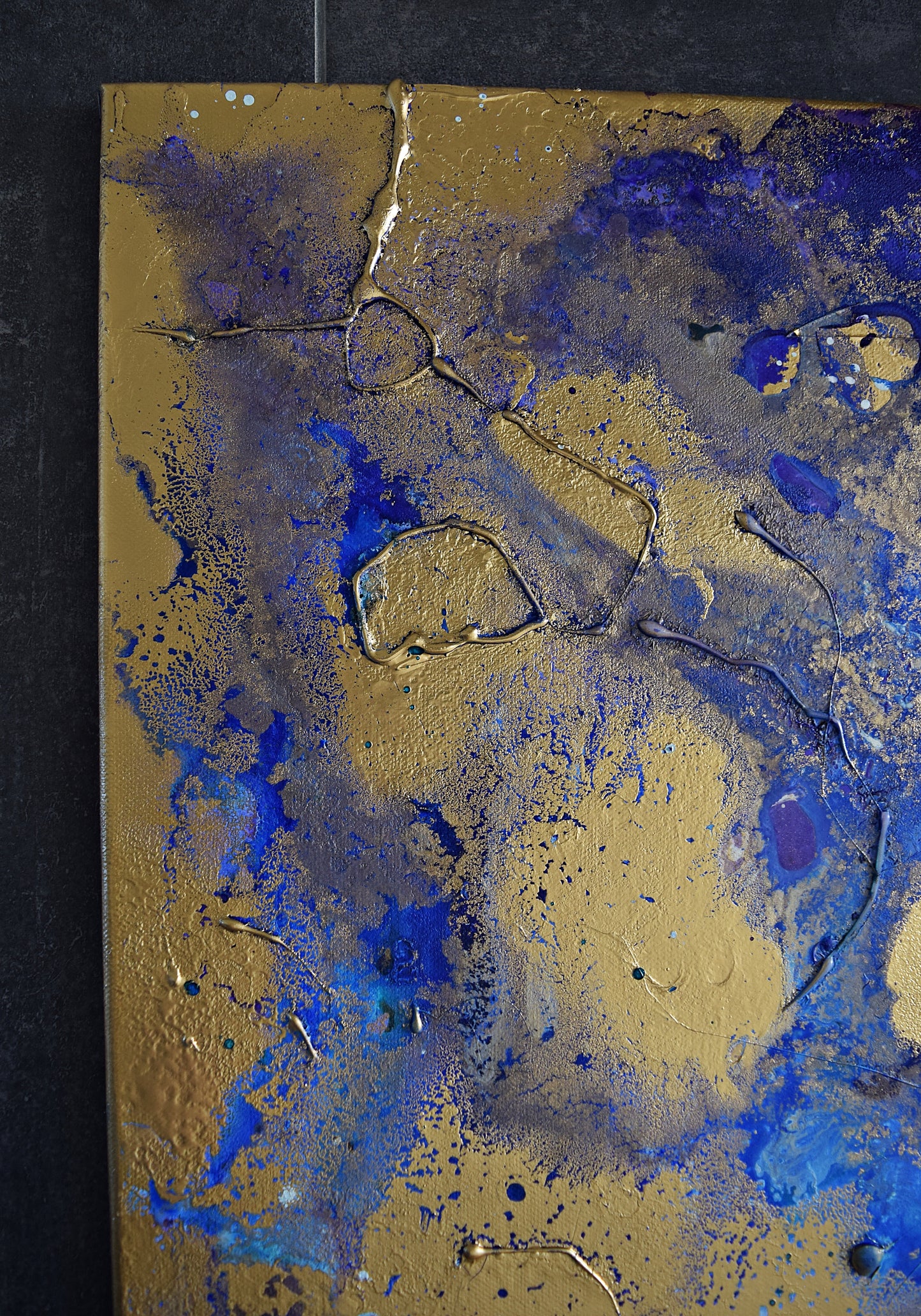 Leinwand Wandbild Acryl Aryclleinwand "Moon Night" mit Goldverzierung