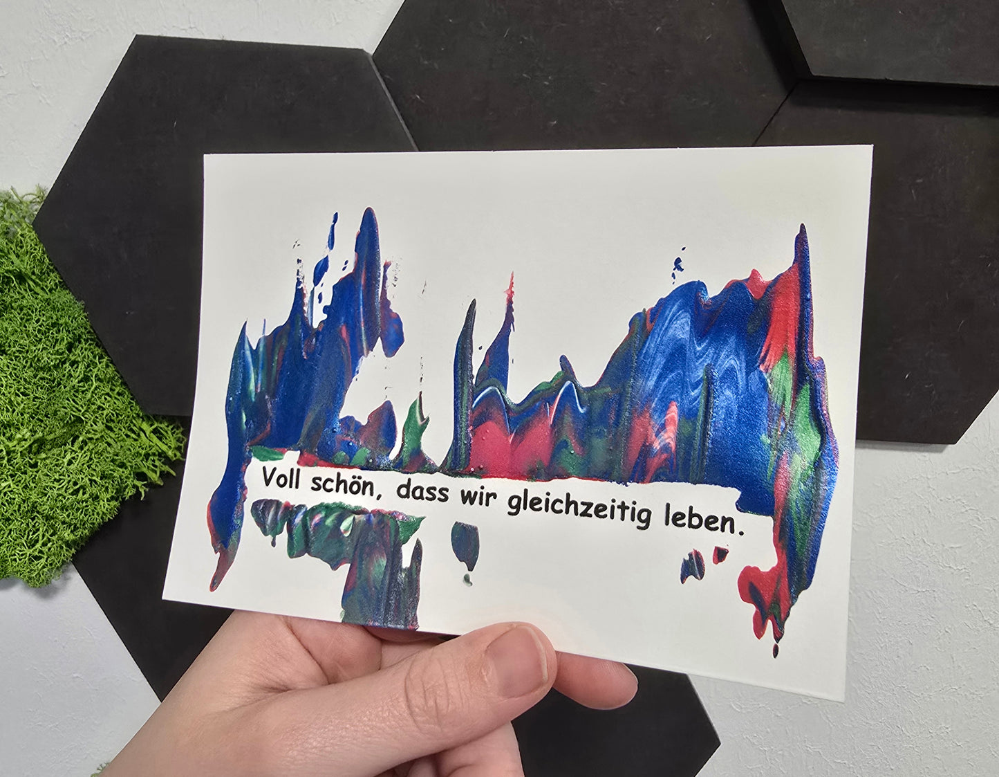 Postkarte Spruchkarte "Voll schön, dass wir gleichzeitig leben"