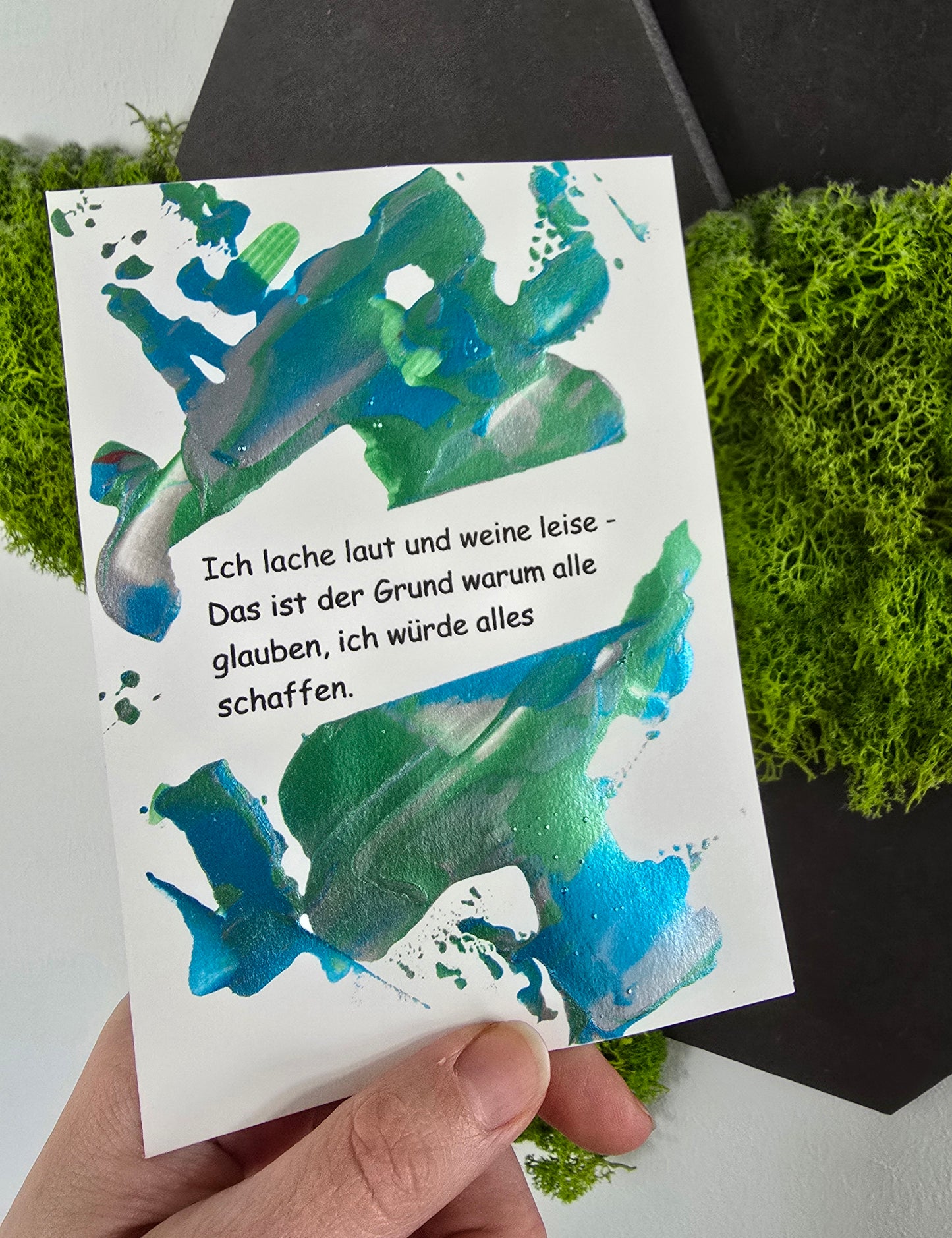 Postkarte Spruchkarte "Ich lache laut und weine leise"