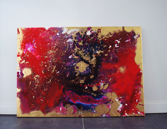 Leinwand Wandbild Acryl Aryclleinwand "New Love" mit Goldverzierung