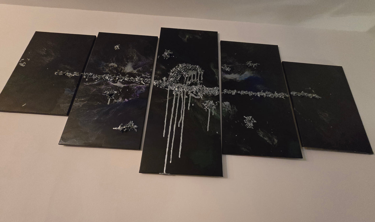 Leinwand Wandbild Acryl Arcylpouring Aryclleinwand "Galaxy" Set 5 Leinwände