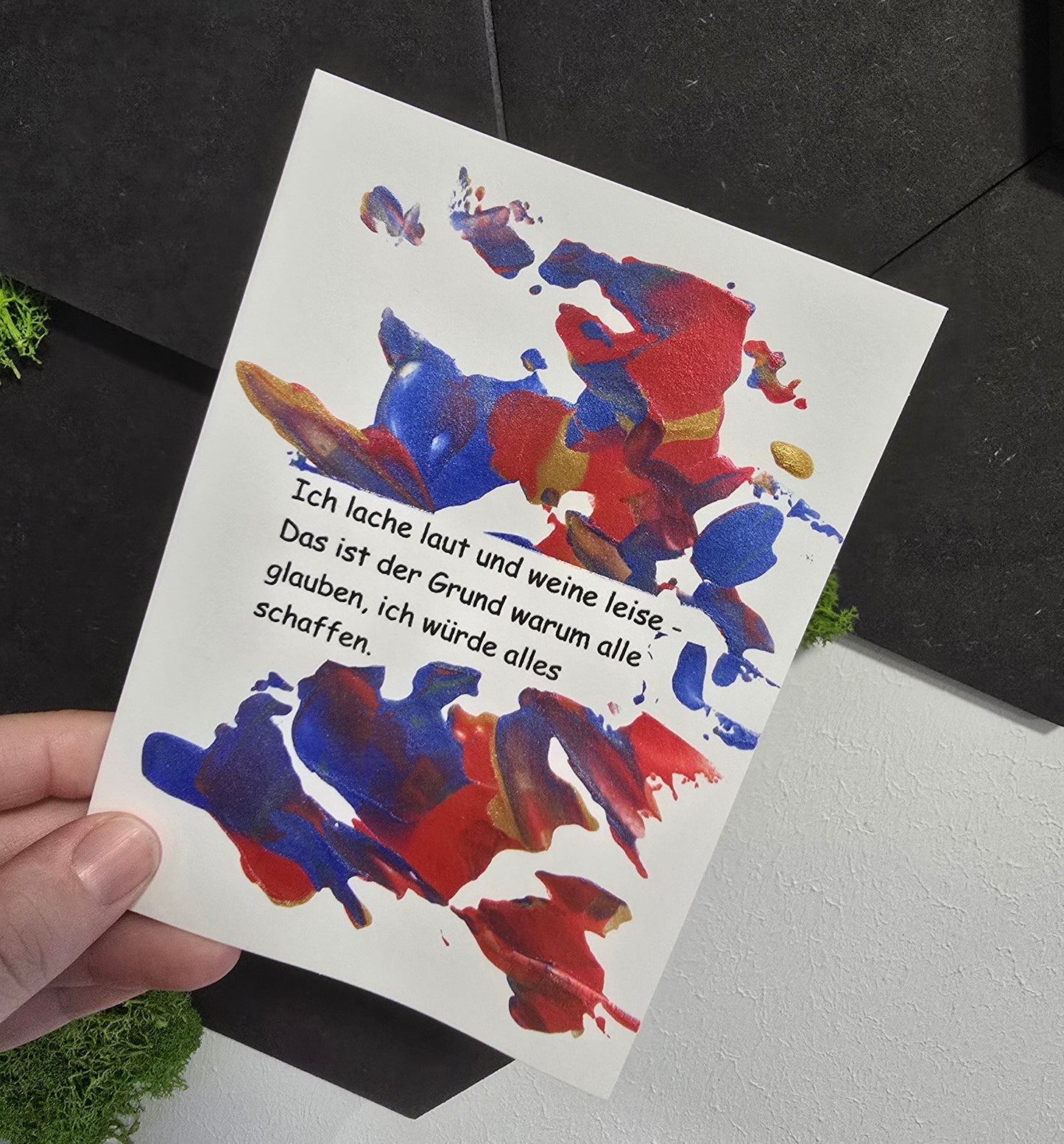 Postkarte Spruchkarte "Ich lache laut und weine leise"