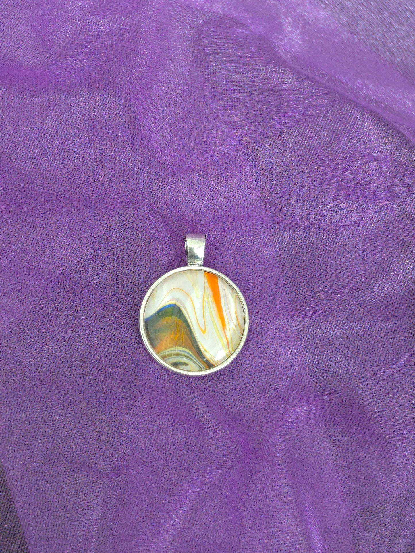 Unikat Acryl Anhänger Halskette Cabochon  Ø 25 mm